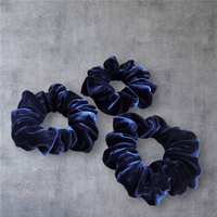 Soft blue velvet hair scrunchies perfect for natural hair x 3