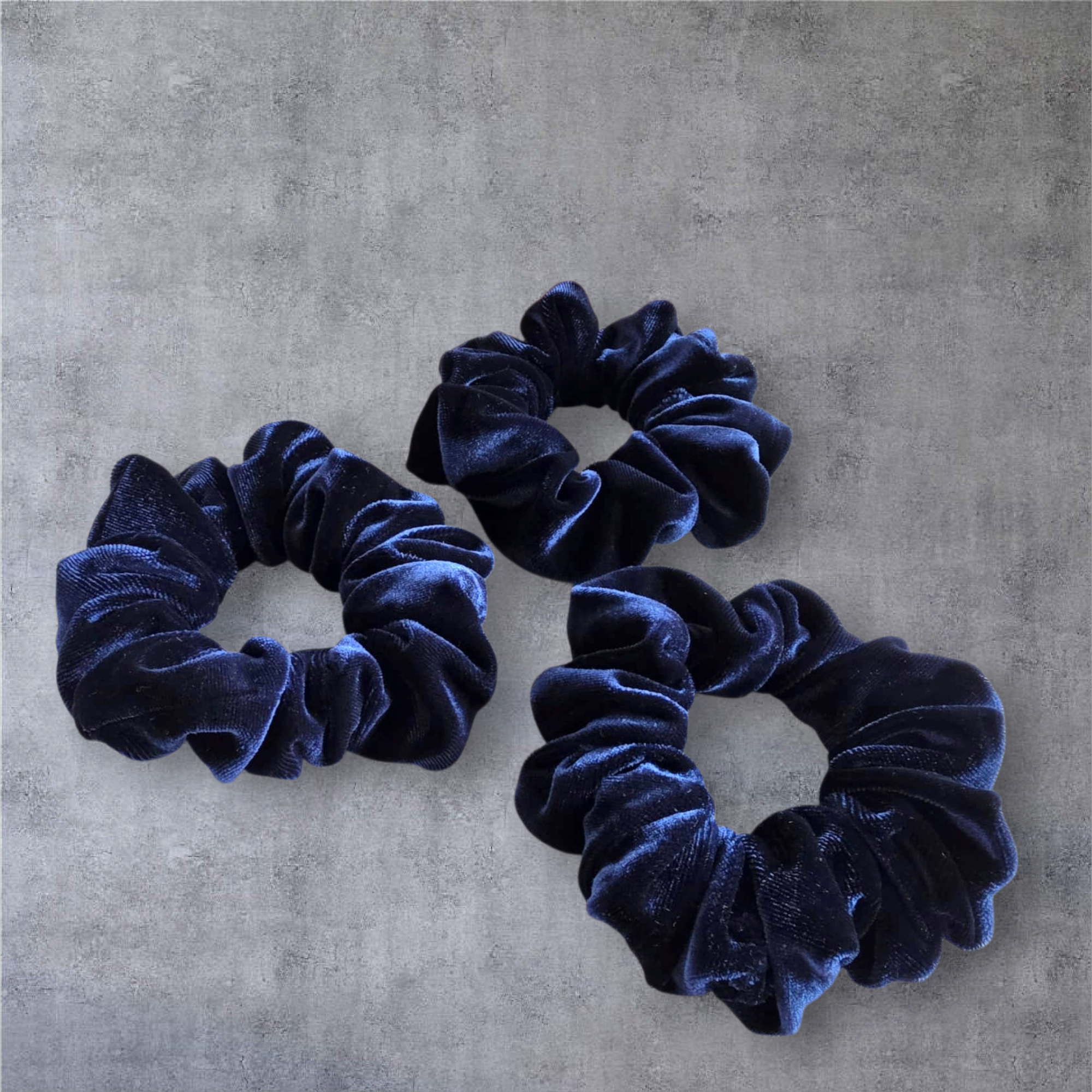 Soft blue velvet hair scrunchies perfect for natural hair x 3